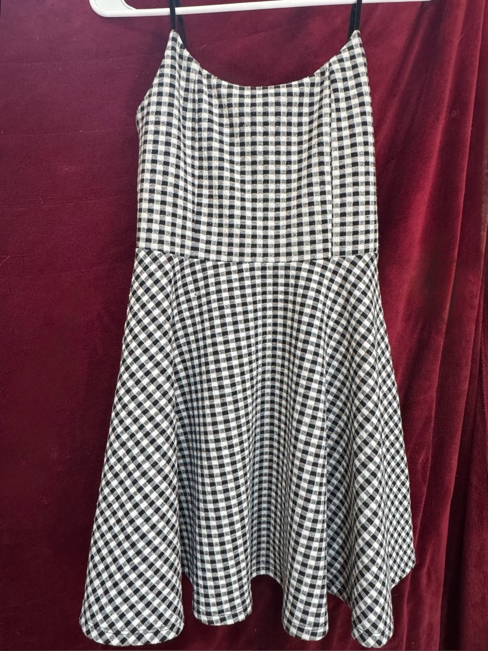 S Forever 21 Dress Black and White Gingham Skater Skirt Casual Flare